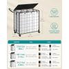 imageSONGMICS Laundry Hamper 130L Laundry Basket with Lid Clothes Hamper with Wheels Collapsible Removable Liner Bag IronMade Laundry Sorter Ink Black and Slate Gray ULCB313B11Ink Black  Cloud White