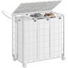 imageSONGMICS Laundry Hamper 130L Laundry Basket with Lid Clothes Hamper with Wheels Collapsible Removable Liner Bag IronMade Laundry Sorter Ink Black and Slate Gray ULCB313B11Cloud White