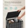 imageSONGMICS Laundry Hamper 130L Laundry Basket with Lid Clothes Hamper with Wheels Collapsible Removable Liner Bag IronMade Laundry Sorter Ink Black and Slate Gray ULCB313B11Ink Black  Slate Gray