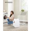 imageSONGMICS Laundry Hamper 130L Laundry Basket with Lid Clothes Hamper with Wheels Collapsible Removable Liner Bag IronMade Laundry Sorter Ink Black and Slate Gray ULCB313B11Cloud White