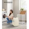 imageSONGMICS Laundry Hamper 130L Laundry Basket with Lid Clothes Hamper with Wheels Collapsible Removable Liner Bag IronMade Laundry Sorter Ink Black and Slate Gray ULCB313B11Natural Beige  Cream White