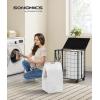 imageSONGMICS Laundry Hamper 130L Laundry Basket with Lid Clothes Hamper with Wheels Collapsible Removable Liner Bag IronMade Laundry Sorter Ink Black and Slate Gray ULCB313B11Ink Black  Cloud White