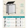 imageSONGMICS Laundry Hamper 130L Laundry Basket with Lid Clothes Hamper with Wheels Collapsible Removable Liner Bag IronMade Laundry Sorter Ink Black and Slate Gray ULCB313B11Ink Black  Cloud White
