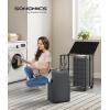 imageSONGMICS Laundry Hamper 130L Laundry Basket with Lid Clothes Hamper with Wheels Collapsible Removable Liner Bag IronMade Laundry Sorter Ink Black and Slate Gray ULCB313B11Ink Black  Slate Gray