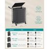 imageSONGMICS Laundry Hamper 130L Laundry Basket with Lid Clothes Hamper with Wheels Collapsible Removable Liner Bag IronMade Laundry Sorter Ink Black and Slate Gray ULCB313B11Ink Black  Slate Gray