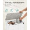 imageSONGMICS Laundry Hamper 130L Laundry Basket with Lid Clothes Hamper with Wheels Collapsible Removable Liner Bag IronMade Laundry Sorter Ink Black and Slate Gray ULCB313B11Cloud White