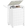 imageSONGMICS Laundry Hamper 130L Laundry Basket with Lid Clothes Hamper with Wheels Collapsible Removable Liner Bag IronMade Laundry Sorter Ink Black and Slate Gray ULCB313B11Cloud White