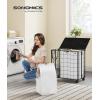 imageSONGMICS Laundry Hamper 130L Laundry Basket with Lid Clothes Hamper with Wheels Collapsible Removable Liner Bag IronMade Laundry Sorter Ink Black and Slate Gray ULCB313B11Ink Black  Cloud White