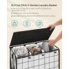 imageSONGMICS Laundry Hamper 130L Laundry Basket with Lid Clothes Hamper with Wheels Collapsible Removable Liner Bag IronMade Laundry Sorter Ink Black and Slate Gray ULCB313B11Ink Black  Cloud White