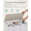 imageSONGMICS Laundry Hamper 130L Laundry Basket with Lid Clothes Hamper with Wheels Collapsible Removable Liner Bag IronMade Laundry Sorter Ink Black and Slate Gray ULCB313B11Cloud White