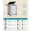 imageSONGMICS Laundry Hamper 130L Laundry Basket with Lid Clothes Hamper with Wheels Collapsible Removable Liner Bag IronMade Laundry Sorter Ink Black and Slate Gray ULCB313B11Ink Black  Cloud White