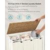 imageSONGMICS Laundry Hamper 130L Laundry Basket with Lid Clothes Hamper with Wheels Collapsible Removable Liner Bag IronMade Laundry Sorter Ink Black and Slate Gray ULCB313B11Natural Beige  Cream White