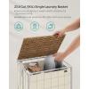imageSONGMICS Laundry Hamper 130L Laundry Basket with Lid Clothes Hamper with Wheels Collapsible Removable Liner Bag IronMade Laundry Sorter Ink Black and Slate Gray ULCB313B11Natural Beige  Cream White