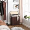 imageSONGMICS Laundry Hamper 396 Gallons 150L 3Section Laundry Basket Laundry Hamper with Lid Bamboo Foldable Removable and Machine Washable Liner for Laundry Room Bedroom Natural ULCB091N01Brown