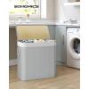 imageSONGMICS Laundry Hamper 396 Gallons 150L 3Section Laundry Basket Laundry Hamper with Lid Bamboo Foldable Removable and Machine Washable Liner for Laundry Room Bedroom Gray ULCB091G01Gray