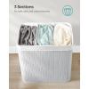 imageSONGMICS Laundry Hamper 396 Gallons 150L 3Section Laundry Basket Laundry Hamper with Lid Bamboo Foldable Removable and Machine Washable Liner for Laundry Room Bedroom Gray ULCB091G01Gray