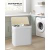 imageSONGMICS Laundry Hamper 396 Gallons 150L 3Section Laundry Basket Laundry Hamper with Lid Bamboo Foldable Removable and Machine Washable Liner for Laundry Room Bedroom Gray ULCB091G01White