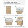 imageSONGMICS Laundry Hamper 396 Gallons 150L 3Section Laundry Basket Laundry Hamper with Lid Bamboo Foldable Removable and Machine Washable Liner for Laundry Room Bedroom Natural ULCB091N01Gray