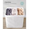 imageSONGMICS Laundry Hamper 396 Gallons 150L 3Section Laundry Basket Laundry Hamper with Lid Bamboo Foldable Removable and Machine Washable Liner for Laundry Room Bedroom Gray ULCB091G01White