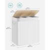 imageSONGMICS Laundry Hamper 396 Gallons 150L 3Section Laundry Basket Laundry Hamper with Lid Bamboo Foldable Removable and Machine Washable Liner for Laundry Room Bedroom Gray ULCB091G01White