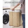 imageSONGMICS Laundry Hamper 396 Gallons 150L 3Section Laundry Basket Laundry Hamper with Lid Bamboo Foldable Removable and Machine Washable Liner for Laundry Room Bedroom Natural ULCB091N01Gray