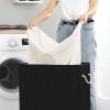 imageSONGMICS Laundry Hamper 396 Gallons 150L 3Section Laundry Basket Laundry Hamper with Lid Bamboo Foldable Removable and Machine Washable Liner for Laundry Room Bedroom Natural ULCB091N01Black