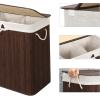 imageSONGMICS Laundry Hamper 396 Gallons 150L 3Section Laundry Basket Laundry Hamper with Lid Bamboo Foldable Removable and Machine Washable Liner for Laundry Room Bedroom Natural ULCB091N01Brown