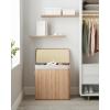 imageSONGMICS Laundry Hamper 396 Gallons 150L 3Section Laundry Basket Laundry Hamper with Lid Bamboo Foldable Removable and Machine Washable Liner for Laundry Room Bedroom Natural ULCB091N01Gray