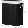 imageSONGMICS Laundry Hamper 396 Gallons 150L 3Section Laundry Basket Laundry Hamper with Lid Bamboo Foldable Removable and Machine Washable Liner for Laundry Room Bedroom Natural ULCB091N01Black