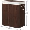 imageSONGMICS Laundry Hamper 396 Gallons 150L 3Section Laundry Basket Laundry Hamper with Lid Bamboo Foldable Removable and Machine Washable Liner for Laundry Room Bedroom Natural ULCB091N01Brown