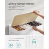 imageSONGMICS Laundry Hamper 396 Gallons 150L 3Section Laundry Basket Laundry Hamper with Lid Bamboo Foldable Removable and Machine Washable Liner for Laundry Room Bedroom Gray ULCB091G01White