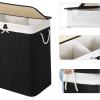 imageSONGMICS Laundry Hamper 396 Gallons 150L 3Section Laundry Basket Laundry Hamper with Lid Bamboo Foldable Removable and Machine Washable Liner for Laundry Room Bedroom Natural ULCB091N01Black