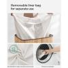 imageSONGMICS Laundry Hamper 396 Gallons 150L 3Section Laundry Basket Laundry Hamper with Lid Bamboo Foldable Removable and Machine Washable Liner for Laundry Room Bedroom Natural ULCB091N01Gray