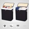 imageSONGMICS Laundry Hamper 396 Gallons 150L 3Section Laundry Basket Laundry Hamper with Lid Bamboo Foldable Removable and Machine Washable Liner for Laundry Room Bedroom Natural ULCB091N01Black