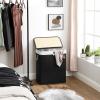 imageSONGMICS Laundry Hamper 396 Gallons 150L 3Section Laundry Basket Laundry Hamper with Lid Bamboo Foldable Removable and Machine Washable Liner for Laundry Room Bedroom Natural ULCB091N01Black