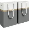 imageSONGMICS Set of 2 Laundry Basket 110 L Foldable Laundry Hamper Clothes Hamper Bag with Short and Long Handles Easy to Transport and Clean Freestanding for Bedroom Bathroom Slate Gray ULCB210G01Slate Gray