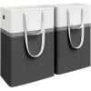 imageSONGMICS Set of 2 Laundry Basket 110 L Foldable Laundry Hamper Clothes Hamper Bag with Short and Long Handles Easy to Transport and Clean Freestanding for Bedroom Bathroom Slate Gray ULCB210G01Ink Black