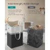 imageSONGMICS Set of 2 Laundry Basket 110 L Foldable Laundry Hamper Clothes Hamper Bag with Short and Long Handles Easy to Transport and Clean Freestanding for Bedroom Bathroom Slate Gray ULCB210G01Ink Black