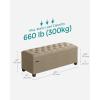 imageSONGMICS Storage Ottoman Bench Foot Rest with Legs 157 x 433 x 157 Inches End of Bed Bench Storage Chest Load up to 660 lb for Living Room Bedroom Entryway Dark Gray ULSF088G01Camel Brown