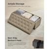 imageSONGMICS Storage Ottoman Bench Foot Rest with Legs 157 x 433 x 157 Inches End of Bed Bench Storage Chest Load up to 660 lb for Living Room Bedroom Entryway Dark Gray ULSF088G01Camel Brown