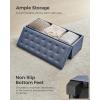 imageSONGMICS Storage Ottoman Bench Foot Rest with Legs 157 x 433 x 157 Inches End of Bed Bench Storage Chest Load up to 660 lb for Living Room Bedroom Entryway Dark Gray ULSF088G01Light Denim Blue