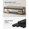 imageSONGMICS Storage Ottoman Bench Foot Rest with Legs 157 x 433 x 157 Inches End of Bed Bench Storage Chest Load up to 660 lb for Living Room Bedroom Entryway Dark Gray ULSF088G01Camel Brown