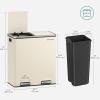 imageSONGMICS Trash Can 2 x 8 Gallon 2 x 30 L Garbage Can for Kitchen with 15 Trash Bags 2 Compartments Plastic Inner Buckets and Hinged Lids Airtight Black ULTB60BKAlmond Color