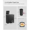 imageSONGMICS Trash Can 2 x 8 Gallon 2 x 30 L Garbage Can for Kitchen with 15 Trash Bags 2 Compartments Plastic Inner Buckets and Hinged Lids Airtight Black ULTB60BKBlack