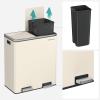 imageSONGMICS Trash Can 2 x 8 Gallon 2 x 30 L Garbage Can for Kitchen with 15 Trash Bags 2 Compartments Plastic Inner Buckets and Hinged Lids Airtight Black ULTB60BKAlmond Color