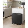 imageSONGMICS Trash Can 2 x 8 Gallon 2 x 30 L Garbage Can for Kitchen with 15 Trash Bags 2 Compartments Plastic Inner Buckets and Hinged Lids Airtight Black ULTB60BKBlack
