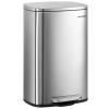 imageSONGMICS Trash Can with Lid 8 Gallon Garbage Can Stainless Steel Small Waste Bin with Step Pedal and Inner Bucket Soft Close Kitchen Silver ULTB03NLSilver