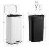 imageSONGMICS Trash Can with Lid 8 Gallon Garbage Can Stainless Steel Small Waste Bin with Step Pedal and Inner Bucket Soft Close Kitchen Silver ULTB03NLWhite