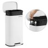 imageSONGMICS Trash Can with Lid 8 Gallon Garbage Can Stainless Steel Small Waste Bin with Step Pedal and Inner Bucket Soft Close Kitchen Silver ULTB03NLWhite