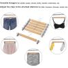 imageSONGMICS Wooden Pants Hangers 12 Pack Pants Hangers with Clips Adjustable AntiRust Metal Clips 360 Swivel Hook Skirt Hangers for Pant Skirts Natural Grain UCRW00812With Clips
